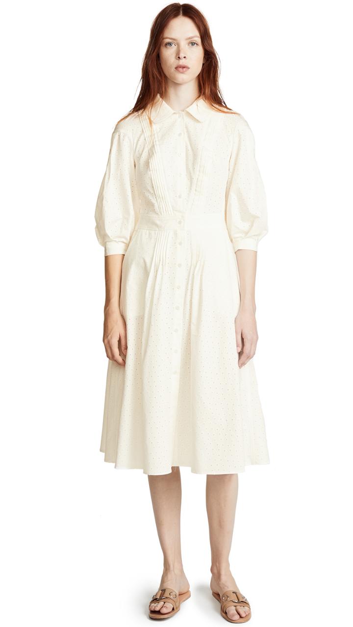 Zac Posen Puff Sleeve Shirt Dress