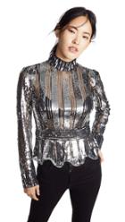 Derek Lam 10 Crosby Mock Neck Sequin Top