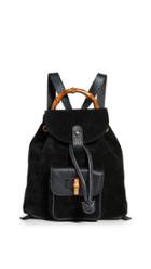 What Goes Around Comes Around Gucci Black Suede Bamboo Backpack