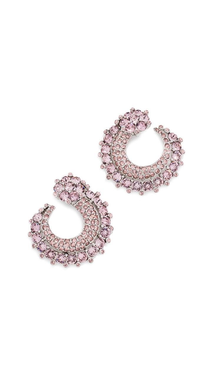 Oscar De La Renta Crystal Curved Earrings