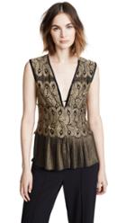 Yigal Azrouel Golden Lace Top With Pleats