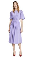 Pushbutton Midi Dress With Flutter Sleeves