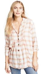 Free People All About The Feels Plaid Button Down