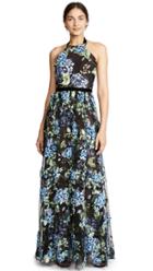 Marchesa Notte Floral Embroidered Cocktail Dress