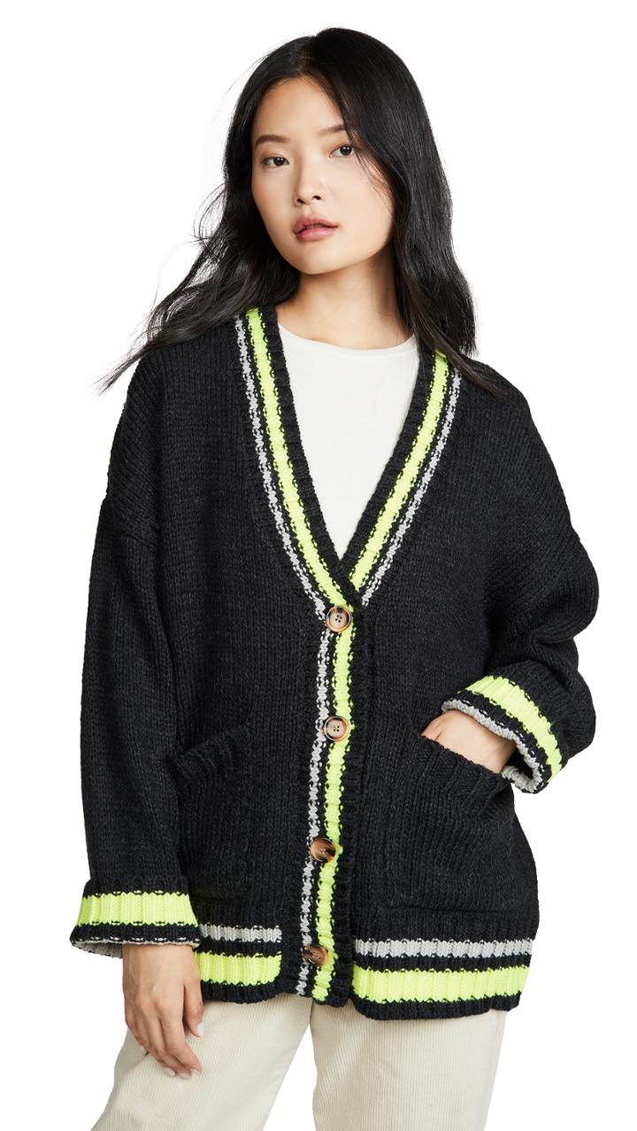 J O A Contrasting Fluorescent Cardigan