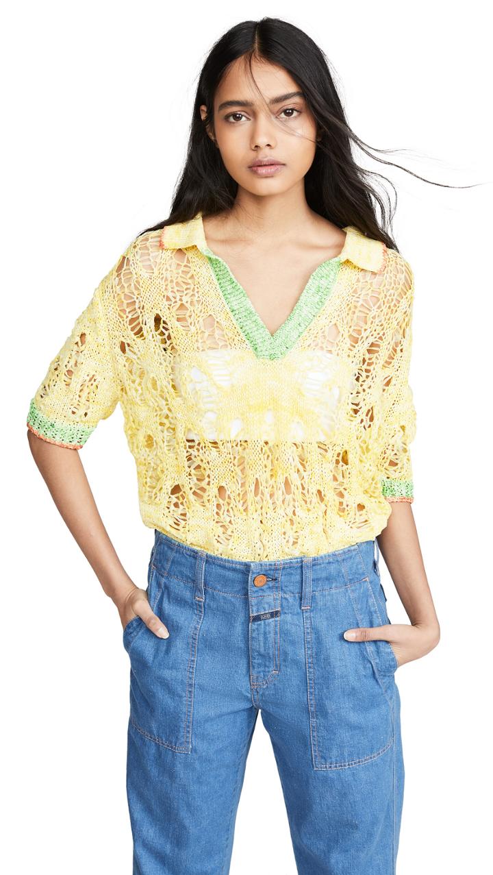 I Am Chen Crochet Knit Polo