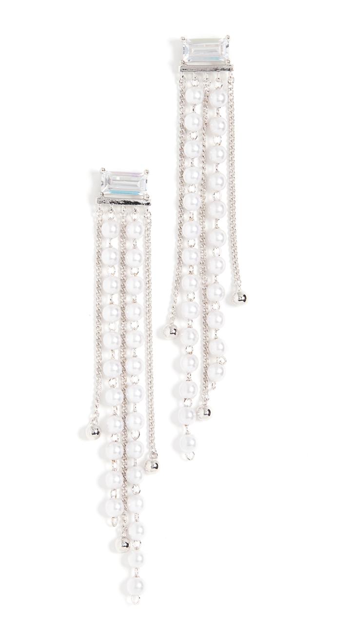 Theia Jewelry Ella Earrings With Petite Pearl Drop And Chain