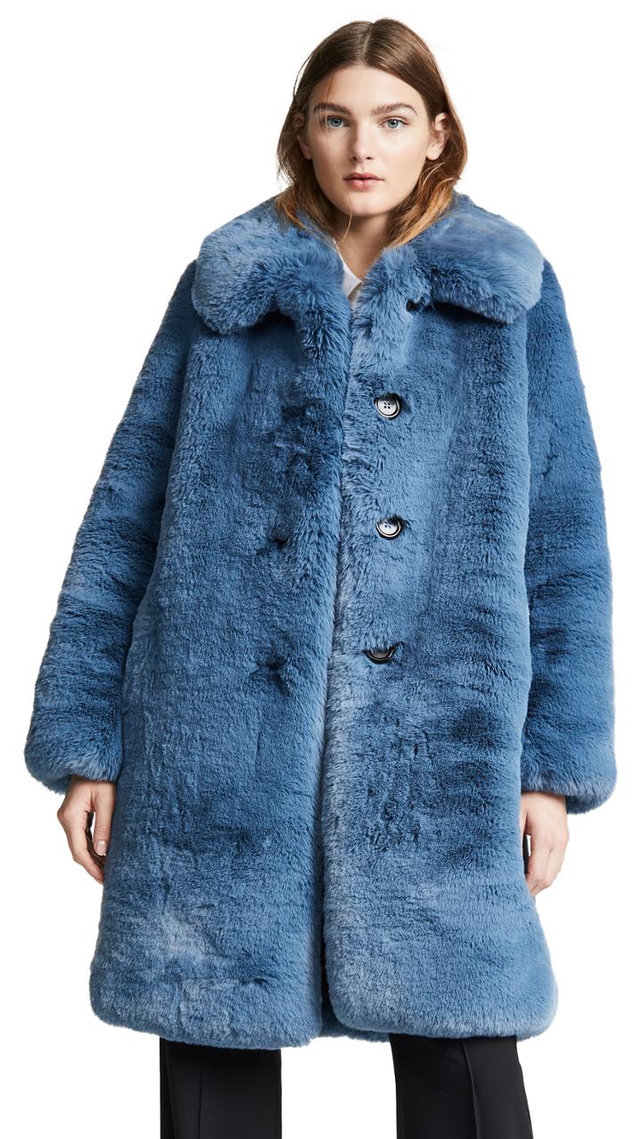 Marc Jacobs Plush Faux Fur Coat With Collar