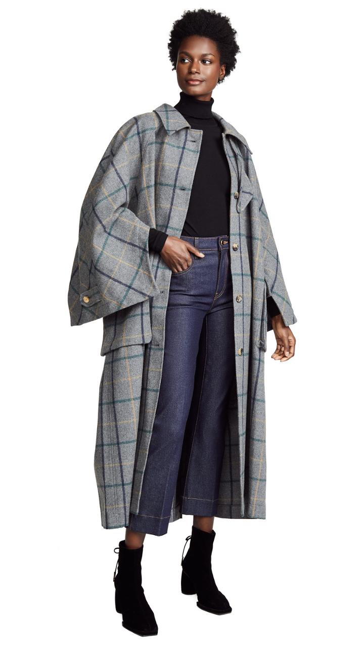 A W A K E Open Raglan Sleeve Pocket Coat