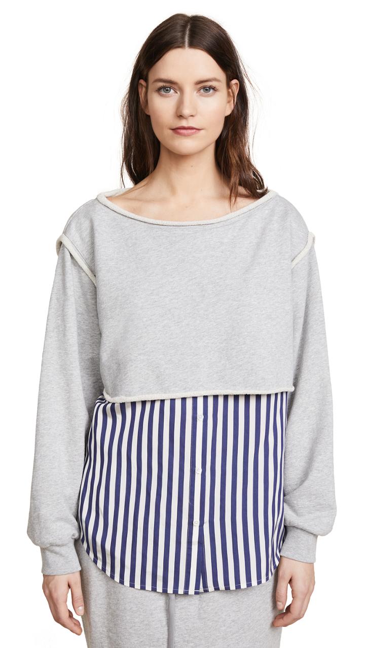T By Alexander Wang Combo Boat Neck Pullover