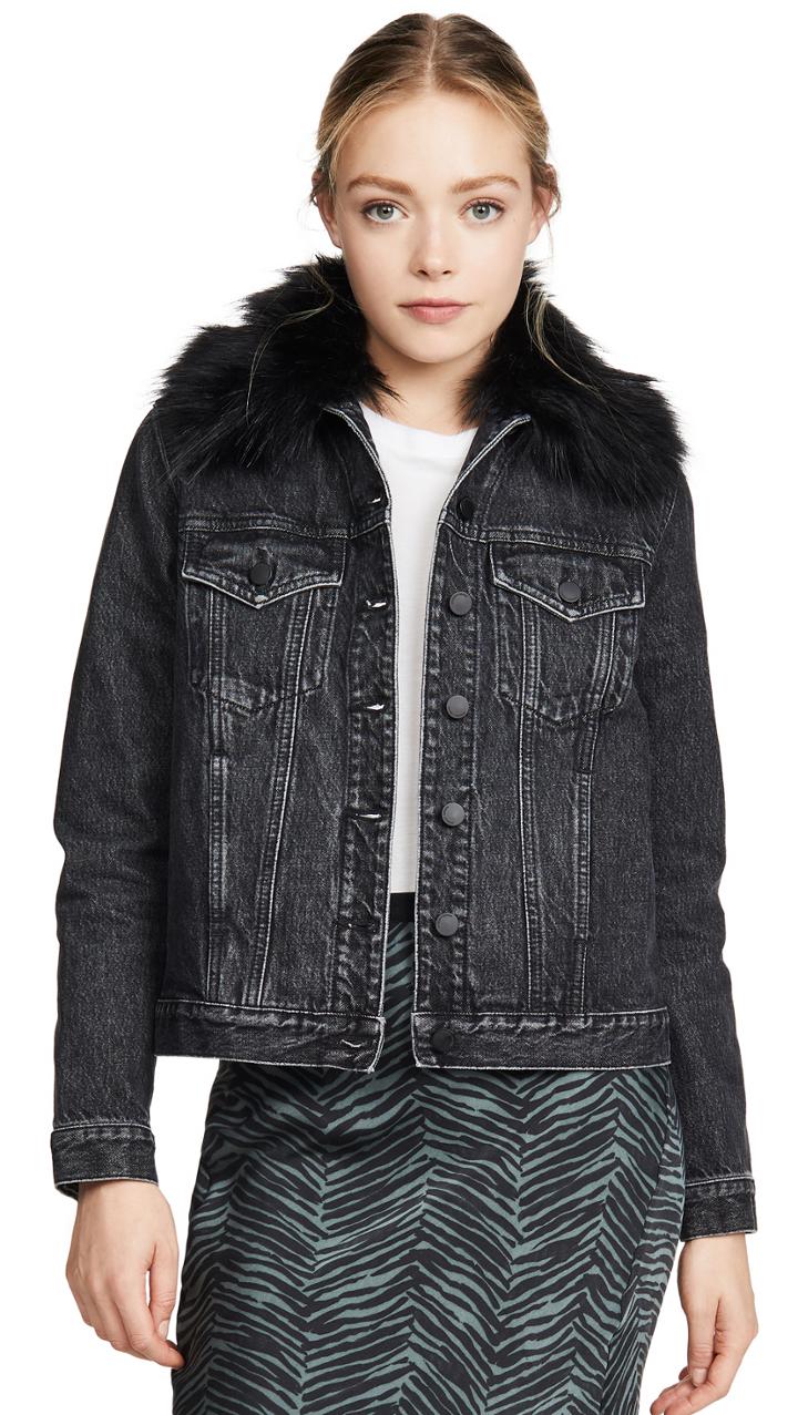 Nobody Denim Fleur Jacket With Faux Fur Collar