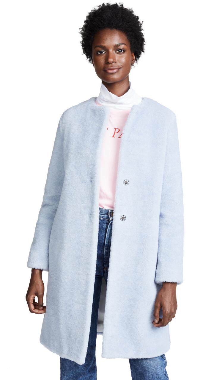 Harris Wharf London Collarless Faux Fur Coat