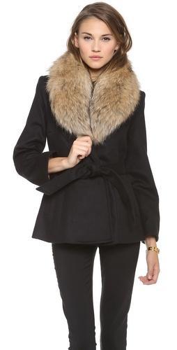 Alice + Olivia Evana Coat With Fur Trim
