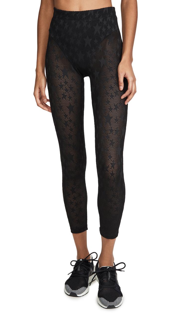 Adam Selman Sport Perforated Sheer Star Leggings
