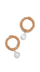 Mirit Weinstock Sparkling Hoop Earrings With Cultured Pearls
