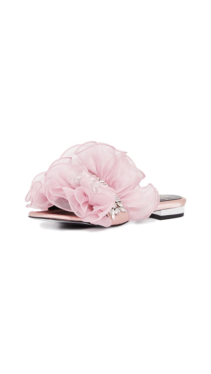 Suecomma Bonnie Chiffon Ruffle Slides