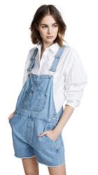 Rag Bone Jean Patched Short Dungaree Overalls