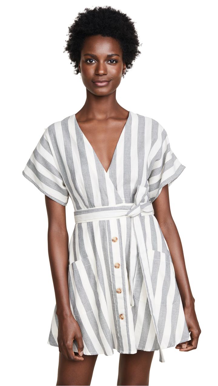 Moon River Striped Wrap Dress