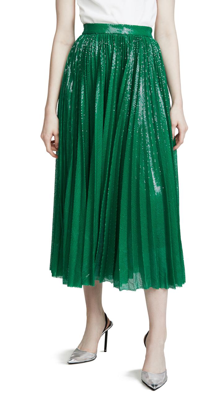 Msgm Pleated Sequin Skirt
