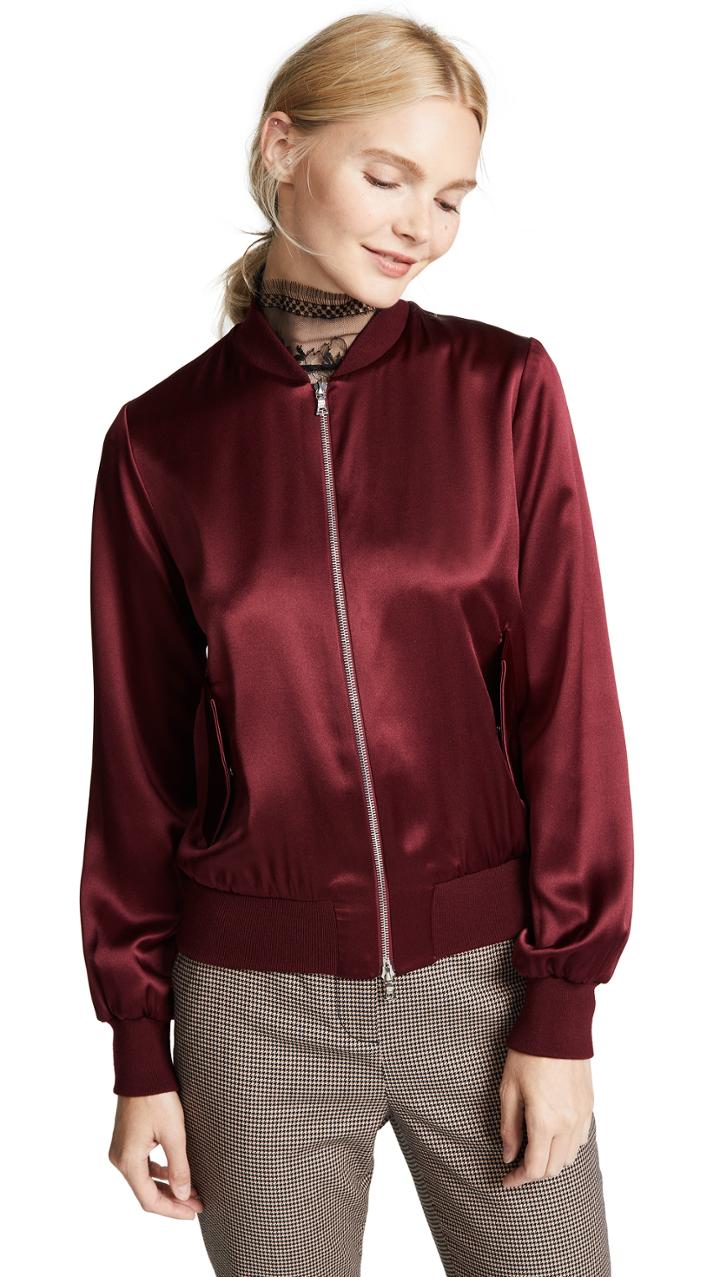 Adam Lippes Silk Bomber Jacket