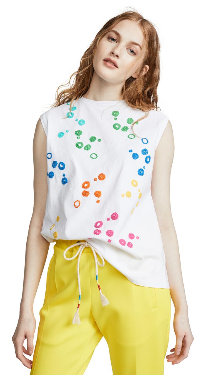 Mira Mikati Mixed Polka Dot Sleeveless Tee