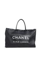 What Goes Around Comes Around Chanel Black Leather Rue Cambon Large Tote