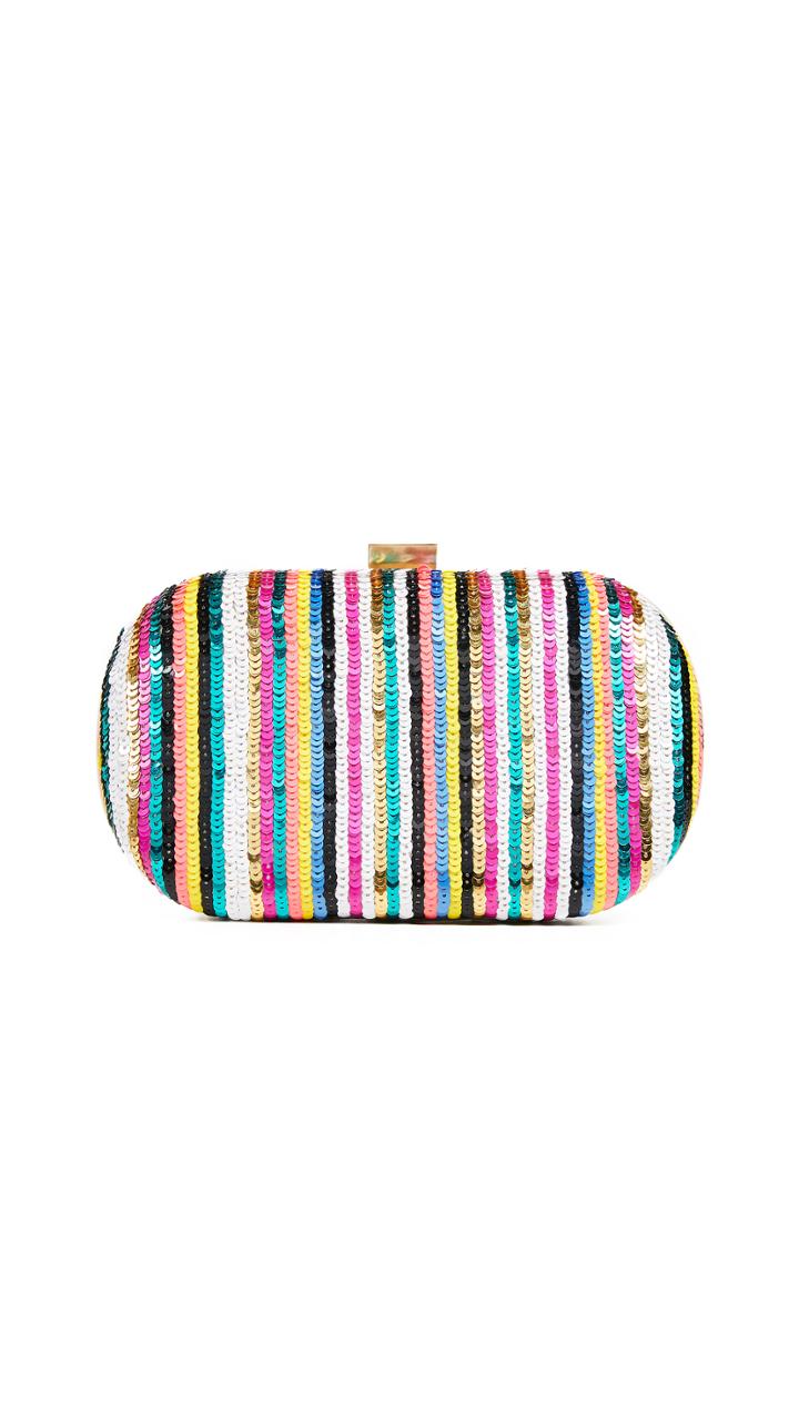 Santi Striped Sequin Clutch