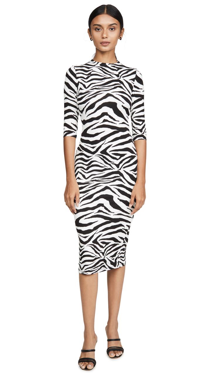 Alice Olivia Delora Fitted Mockneck Dress