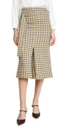 Victoria Beckham Belted Fitted Box Pleat Midi Skirt