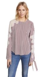 Robert Rodriguez Lace Inserted Stripe Blouse