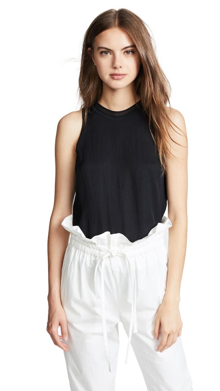 Vince Ribbed Trim Tank Top