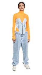Natasha Zinko Zipped Front Corset Denim Overalls
