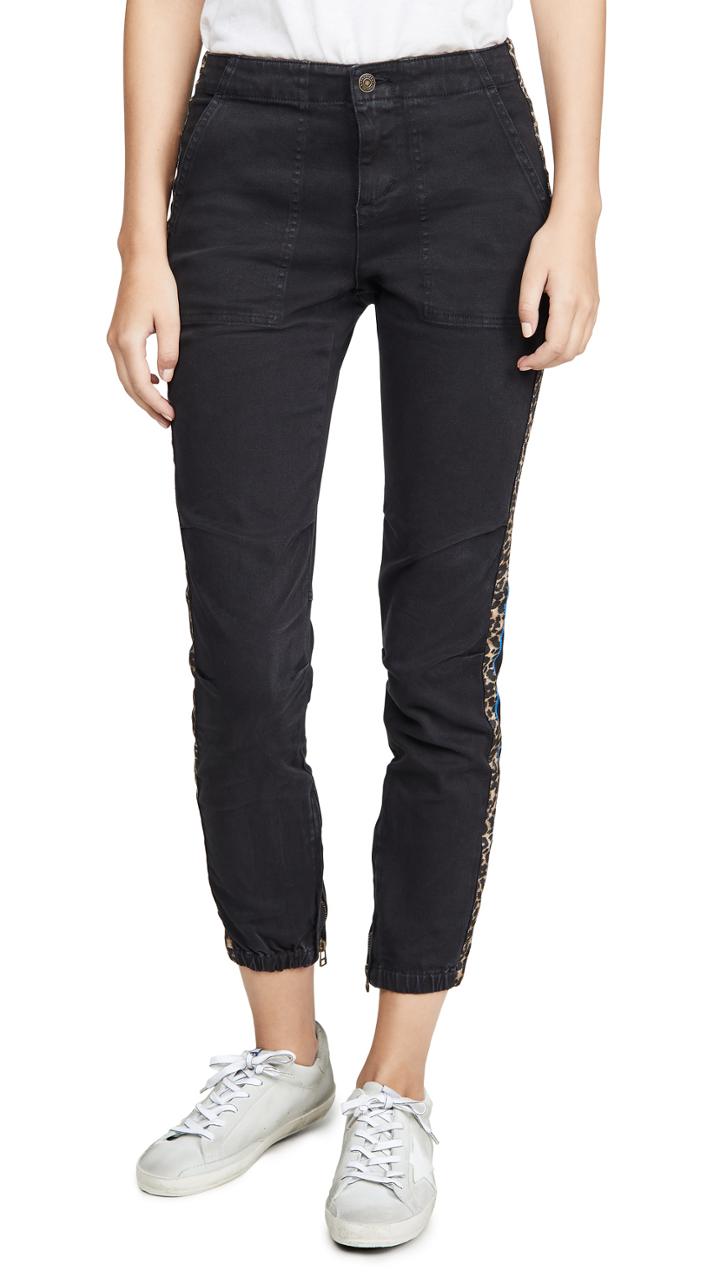 Pam Gela Cargo Elastic Hem Pants With Side Stripes