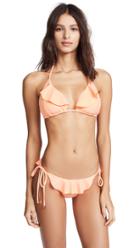 Shoshanna Shiny Black Ruffle Neck String Bikini Top