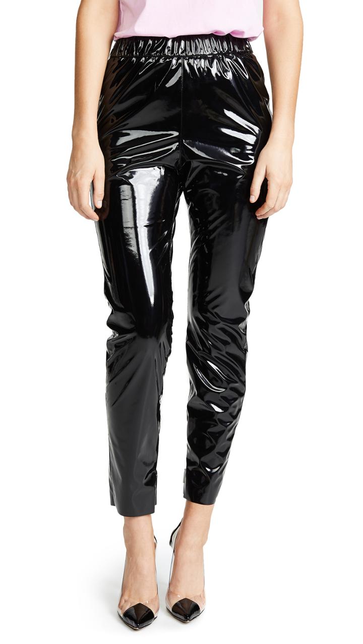 Msgm Faux Patent Jogger Pants