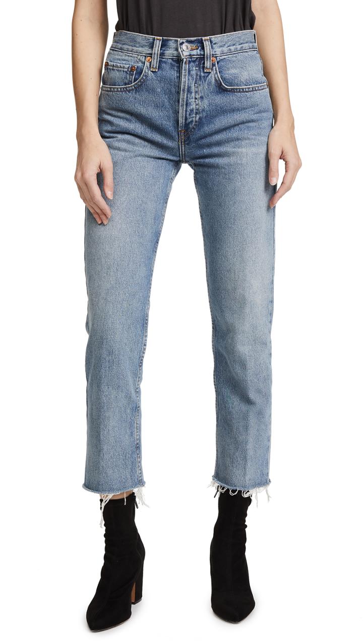 Re Done Stovepipe Crop Jeans