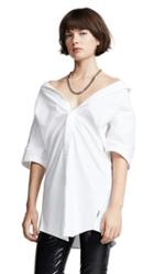 Alexander Wang Off The Shoulder Oxford With Chain Necklace
