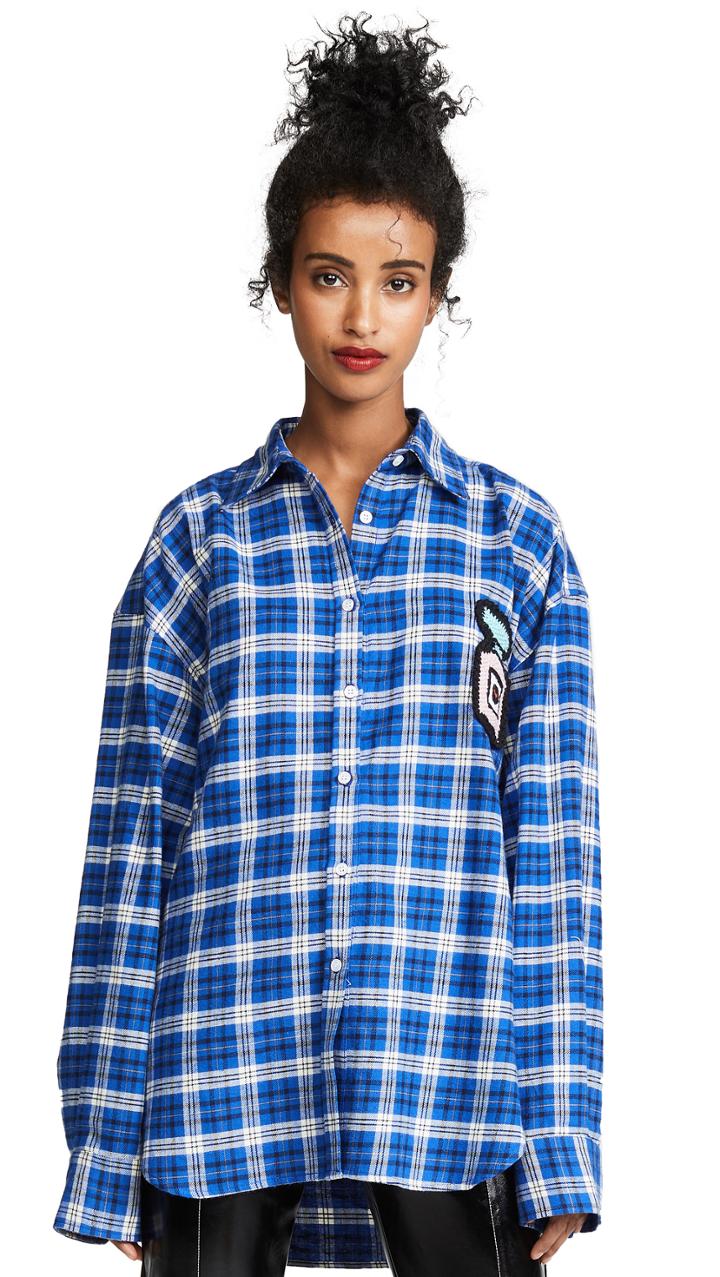 Michaela Buerger Plaid Shirt Dress With Perfume Bottle