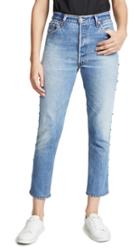 Re Done High Rise Ankle Crop Jeans With Studs