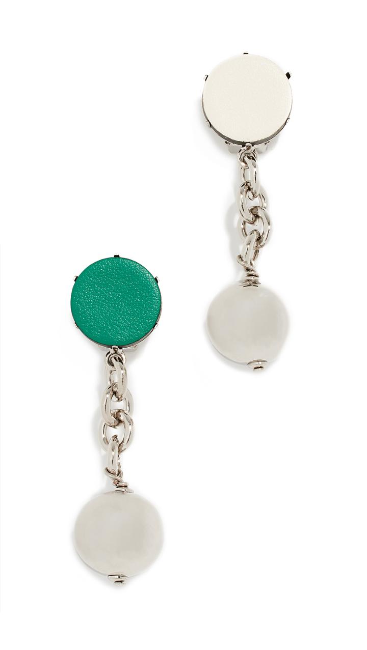 Marni Leather And Metal Linear Drop Earrings