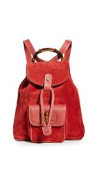 What Goes Around Comes Around Gucci Red Suede Bamboo Backpack