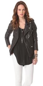 Blk Dnm Motorcycle Jacket With Quilted Stripes