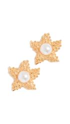 Kenneth Jay Lane Gold Starfish Imitation Pearl Studs