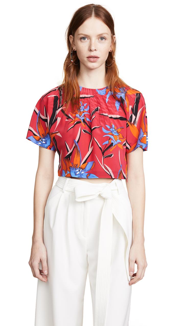 Diane Von Furstenberg Pin Tuck Crop Top