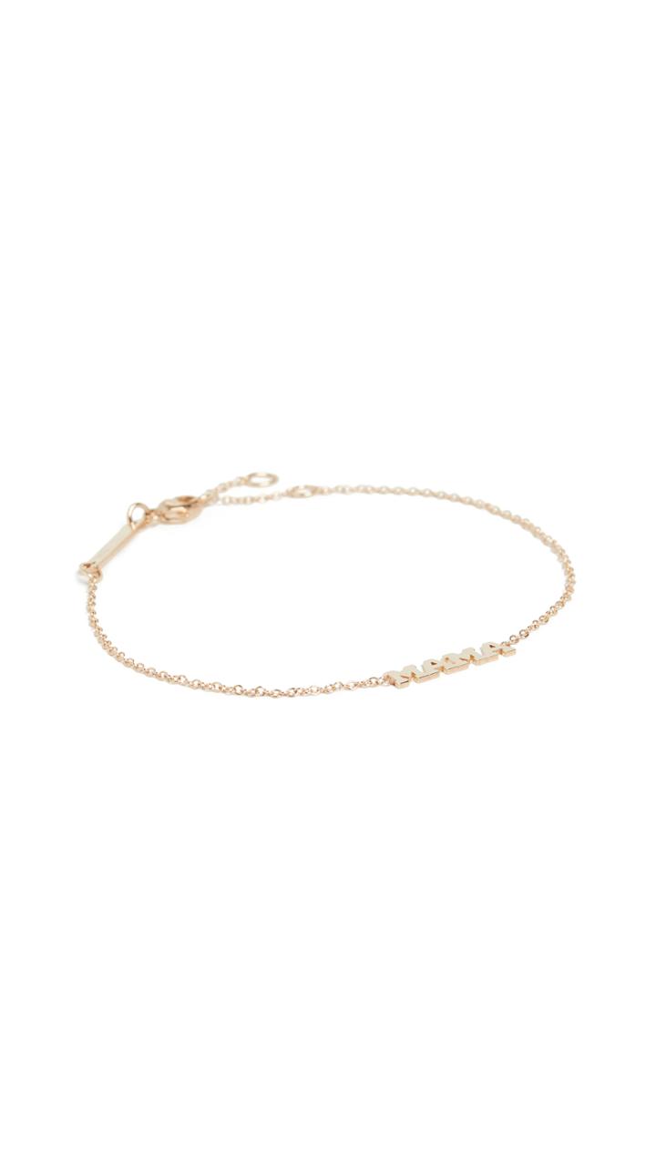 Zoe Chicco 14k Gold Tiny Capital Letter Mama Bracelet