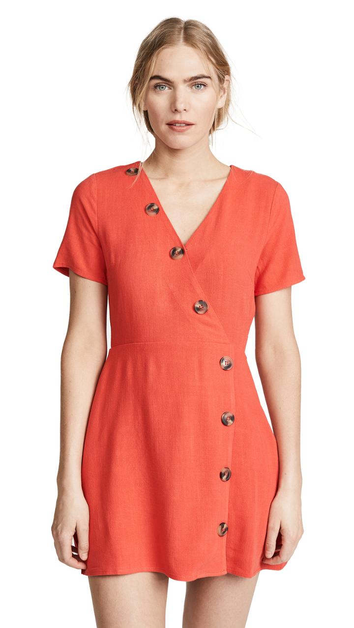 Moon River Red Button Front Dress