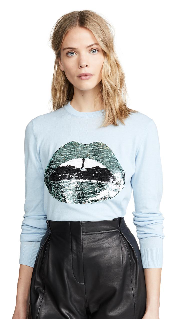 Markus Lupfer Mia Metallic Sequin Lip Sweater