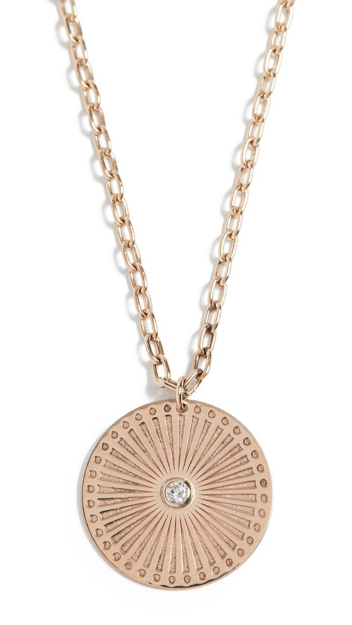 Zoe Chicco 14k Gold Medium Sunbeam Medallion Necklace