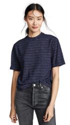 Vince Indigo Stripe Wide Sleeve Crop T Shirt