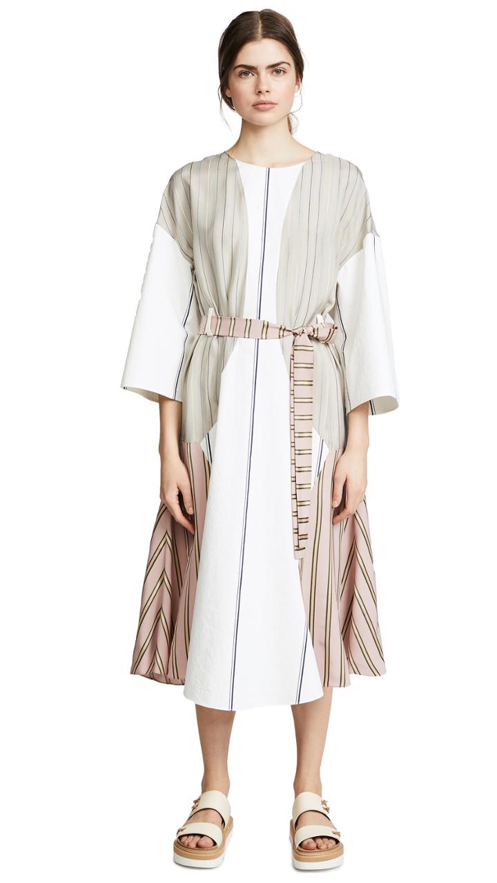 Esteban Cortazar Barre Satin Belted Dress